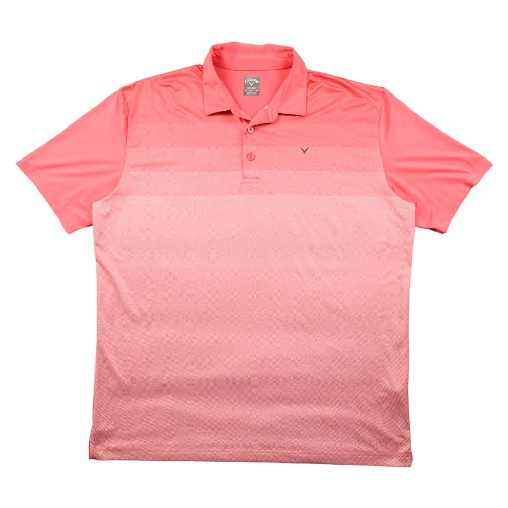 Callaway Opti Dri Short Sleeve Polo Mens Size XL Pink White Striped Breathable